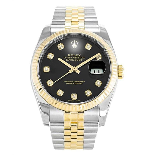 Rolex Datejust 116233 Two Tone Black Mens 36MM