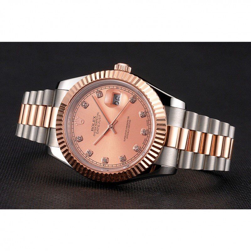 Rolex Datejust Rose Gold Dial And Bezel Stainless Steel Case Two Tone Bracelet